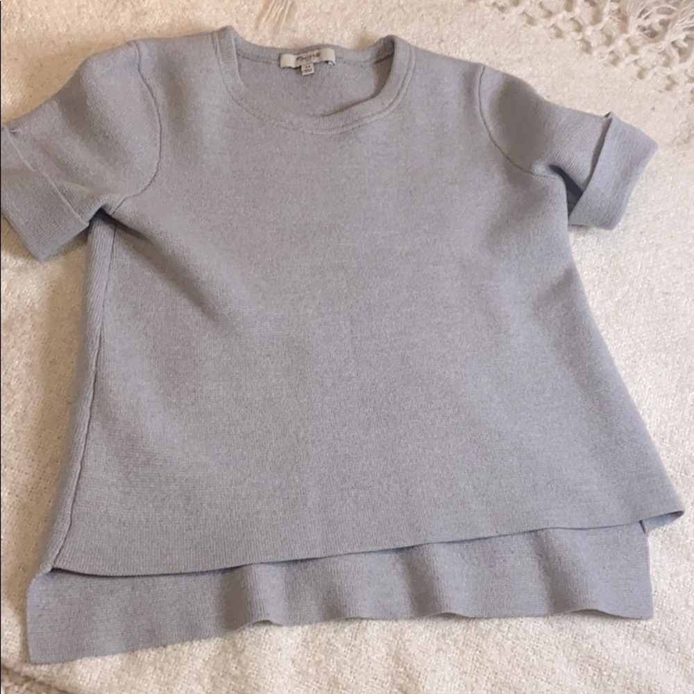 Madewell Sweater Tee Shirt in Light Gray